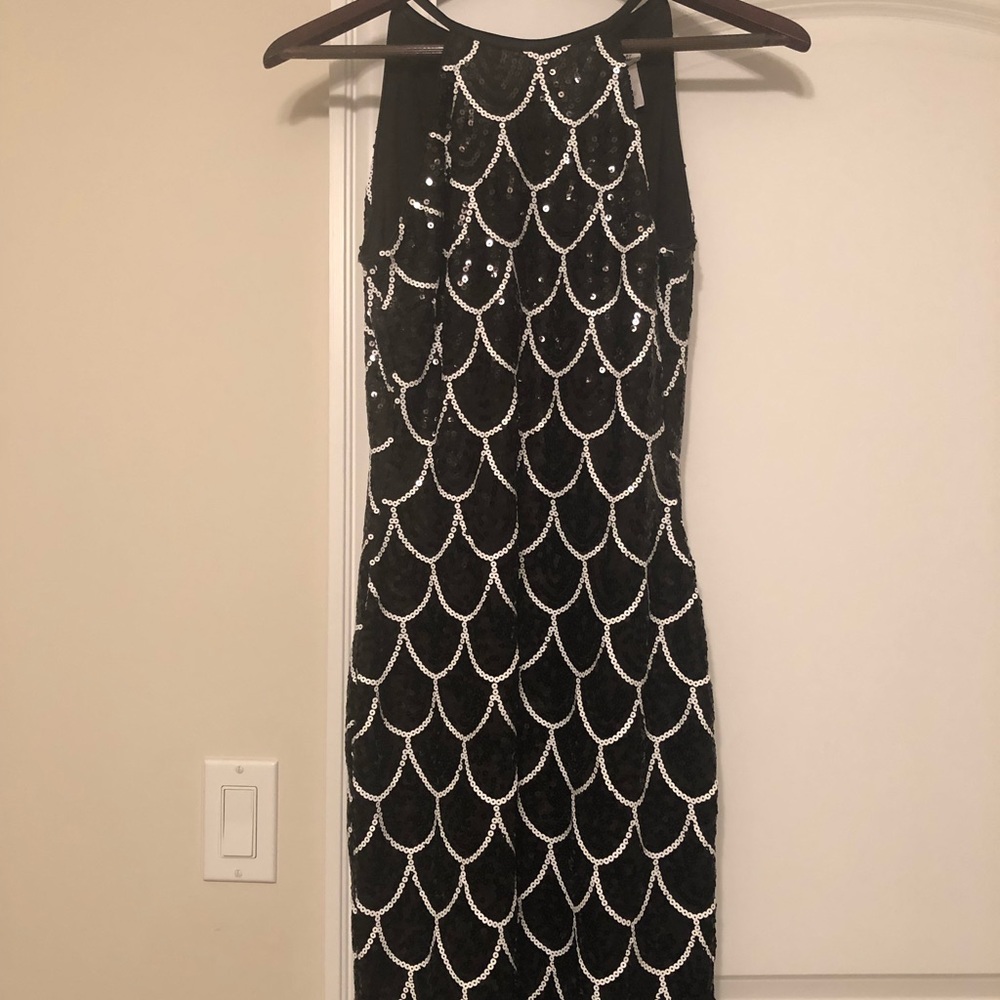 Cache Sequin scalloped dress